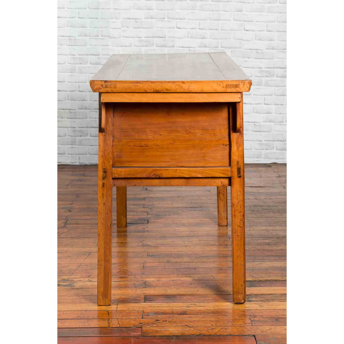 Chinese Qing Dynasty Period 19th Century Elm Sideboard with Dragon Carved Apron-15. Asian & Chinese Furniture, Art, Antiques, Vintage Home Décor for sale at FEA Home