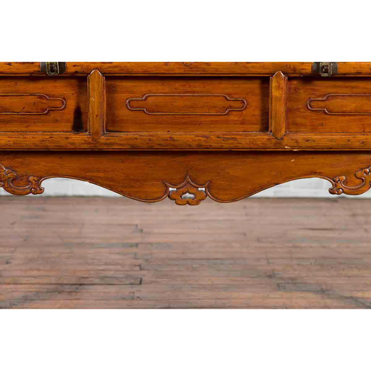 Chinese Qing Dynasty Period 19th Century Elm Sideboard with Dragon Carved Apron-10. Asian & Chinese Furniture, Art, Antiques, Vintage Home Décor for sale at FEA Home