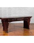 Chinese 19th Century Qing Dynasty Elm Low Console Table with Three Drawers-3. Asian & Chinese Furniture, Art, Antiques, Vintage Home Décor for sale at FEA Home