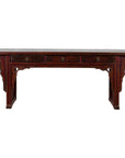 Chinese 19th Century Qing Dynasty Elm Low Console Table with Three Drawers-1. Asian & Chinese Furniture, Art, Antiques, Vintage Home Décor for sale at FEA Home