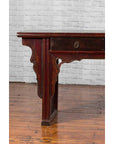Chinese 19th Century Qing Dynasty Elm Low Console Table with Three Drawers-10. Asian & Chinese Furniture, Art, Antiques, Vintage Home Décor for sale at FEA Home