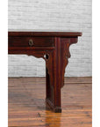 Chinese 19th Century Qing Dynasty Elm Low Console Table with Three Drawers-11. Asian & Chinese Furniture, Art, Antiques, Vintage Home Décor for sale at FEA Home