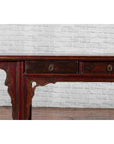 Chinese 19th Century Qing Dynasty Elm Low Console Table with Three Drawers-12. Asian & Chinese Furniture, Art, Antiques, Vintage Home Décor for sale at FEA Home