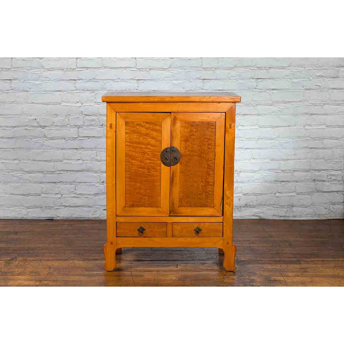 Chinese 19th Century Qing Dynasty Cabinet with Two Doors over Two Drawers-3. Asian & Chinese Furniture, Art, Antiques, Vintage Home Décor for sale at FEA Home