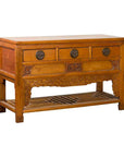 Chinese Qing Dynasty 19th Century Waisted Sideboard with Carved Floral Motifs-1. Asian & Chinese Furniture, Art, Antiques, Vintage Home Décor for sale at FEA Home