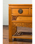 Chinese Qing Dynasty 19th Century Waisted Sideboard with Carved Floral Motifs-10. Asian & Chinese Furniture, Art, Antiques, Vintage Home Décor for sale at FEA Home
