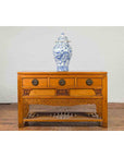 Chinese Qing Dynasty 19th Century Waisted Sideboard with Carved Floral Motifs-4. Asian & Chinese Furniture, Art, Antiques, Vintage Home Décor for sale at FEA Home