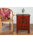 19th Century Qing Dynasty Red Lacquer Cabinet with Painted Flowers and Vases-2. Asian & Chinese Furniture, Art, Antiques, Vintage Home Décor for sale at FEA Home