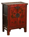 19th Century Qing Dynasty Red Lacquer Cabinet with Painted Flowers and Vases-1. Asian & Chinese Furniture, Art, Antiques, Vintage Home Décor for sale at FEA Home