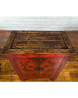 19th Century Qing Dynasty Red Lacquer Cabinet with Painted Flowers and Vases-8. Asian & Chinese Furniture, Art, Antiques, Vintage Home Décor for sale at FEA Home
