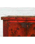 19th Century Qing Dynasty Red Lacquer Cabinet with Painted Flowers and Vases-9. Asian & Chinese Furniture, Art, Antiques, Vintage Home Décor for sale at FEA Home