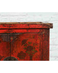 19th Century Qing Dynasty Red Lacquer Cabinet with Painted Flowers and Vases-10. Asian & Chinese Furniture, Art, Antiques, Vintage Home Décor for sale at FEA Home