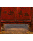19th Century Qing Dynasty Red Lacquer Cabinet with Painted Flowers and Vases-13. Asian & Chinese Furniture, Art, Antiques, Vintage Home Décor for sale at FEA Home