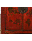 19th Century Qing Dynasty Red Lacquer Cabinet with Painted Flowers and Vases-12. Asian & Chinese Furniture, Art, Antiques, Vintage Home Décor for sale at FEA Home