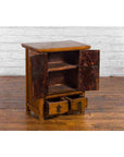 Chinese Qing Dynasty 19th Century Elmwood Side Cabinet with Doors and Drawers-12. Asian & Chinese Furniture, Art, Antiques, Vintage Home Décor for sale at FEA Home