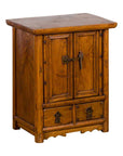Chinese Qing Dynasty 19th Century Elmwood Side Cabinet with Doors and Drawers-1. Asian & Chinese Furniture, Art, Antiques, Vintage Home Décor for sale at FEA Home