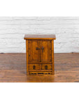 Chinese Qing Dynasty 19th Century Elmwood Side Cabinet with Doors and Drawers-3. Asian & Chinese Furniture, Art, Antiques, Vintage Home Décor for sale at FEA Home