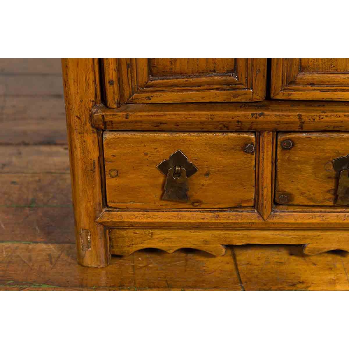 Chinese Qing Dynasty 19th Century Elmwood Side Cabinet with Doors and Drawers-7. Asian & Chinese Furniture, Art, Antiques, Vintage Home Décor for sale at FEA Home