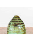 Artisan Contemporary Green and Brown Glaze Ceramic Vase with Spiral Decor-12. Asian & Chinese Furniture, Art, Antiques, Vintage Home Décor for sale at FEA Home