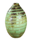 Artisan Contemporary Green and Brown Glaze Ceramic Vase with Spiral Decor-1. Asian & Chinese Furniture, Art, Antiques, Vintage Home Décor for sale at FEA Home