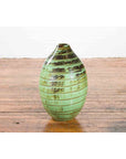 Artisan Contemporary Green and Brown Glaze Ceramic Vase with Spiral Decor-4. Asian & Chinese Furniture, Art, Antiques, Vintage Home Décor for sale at FEA Home