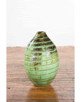 Artisan Contemporary Green and Brown Glaze Ceramic Vase with Spiral Decor-5. Asian & Chinese Furniture, Art, Antiques, Vintage Home Décor for sale at FEA Home