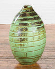 Artisan Contemporary Green and Brown Glaze Ceramic Vase with Spiral Decor-2. Asian & Chinese Furniture, Art, Antiques, Vintage Home Décor for sale at FEA Home