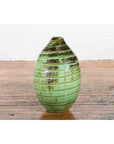 Artisan Contemporary Green and Brown Glaze Ceramic Vase with Spiral Decor-8. Asian & Chinese Furniture, Art, Antiques, Vintage Home Décor for sale at FEA Home