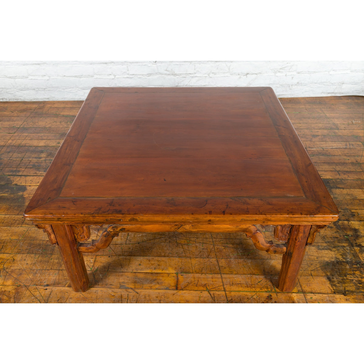 Chinese Qing Dynasty 19th Century Elmwood Coffee Table with Carved Apron-7. Asian & Chinese Furniture, Art, Antiques, Vintage Home Décor for sale at FEA Home