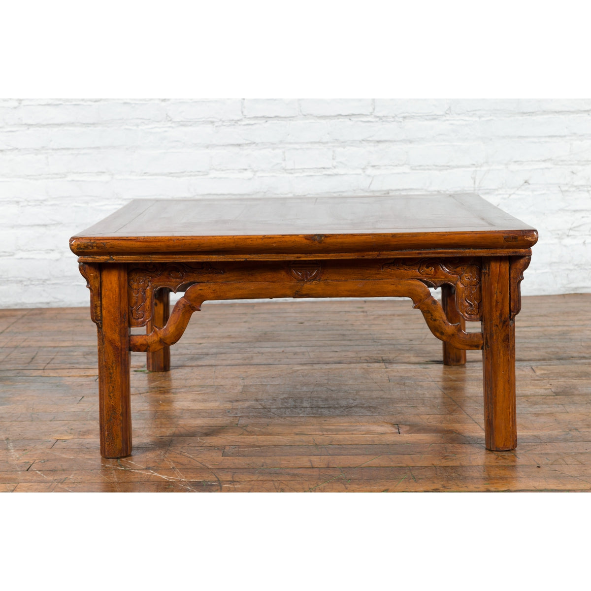 Chinese Qing Dynasty 19th Century Elmwood Coffee Table with Carved Apron-6. Asian & Chinese Furniture, Art, Antiques, Vintage Home Décor for sale at FEA Home