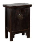 Chinese Qing Dynasty 19th Century Side Cabinet with Distressed Black Lacquer-1. Asian & Chinese Furniture, Art, Antiques, Vintage Home Décor for sale at FEA Home