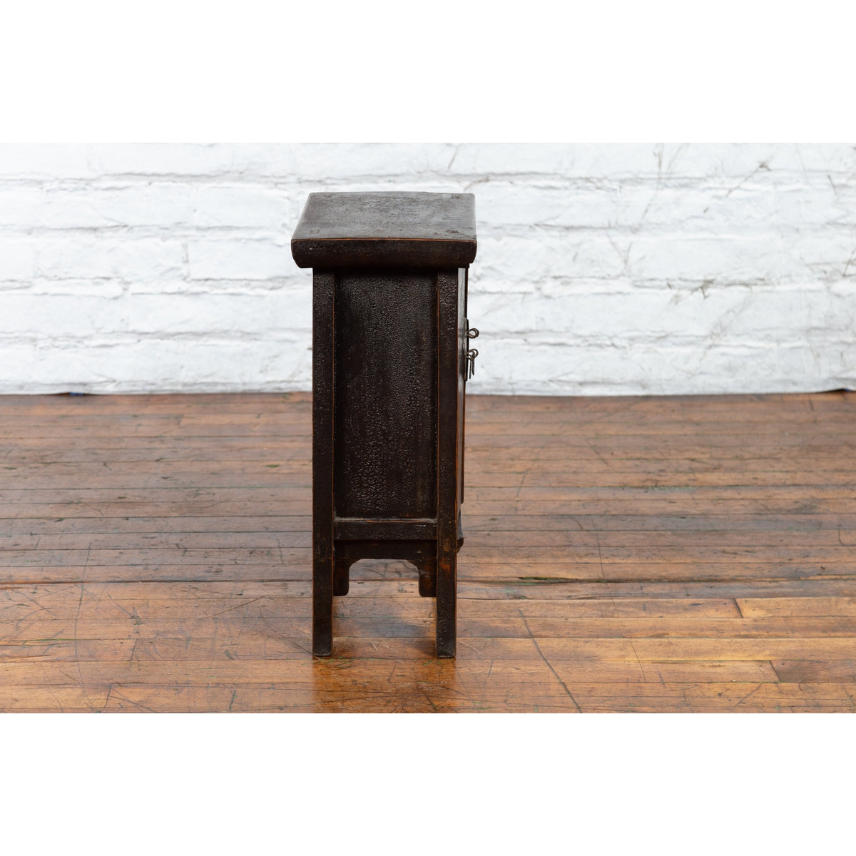 Chinese Qing Dynasty 19th Century Side Cabinet with Distressed Black Lacquer-13. Asian & Chinese Furniture, Art, Antiques, Vintage Home Décor for sale at FEA Home