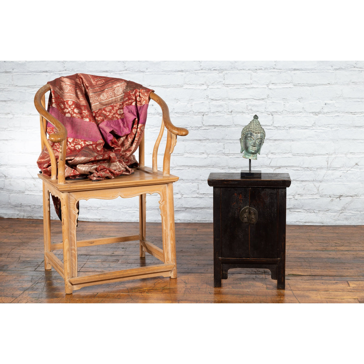Chinese Qing Dynasty 19th Century Side Cabinet with Distressed Black Lacquer-3. Asian & Chinese Furniture, Art, Antiques, Vintage Home Décor for sale at FEA Home