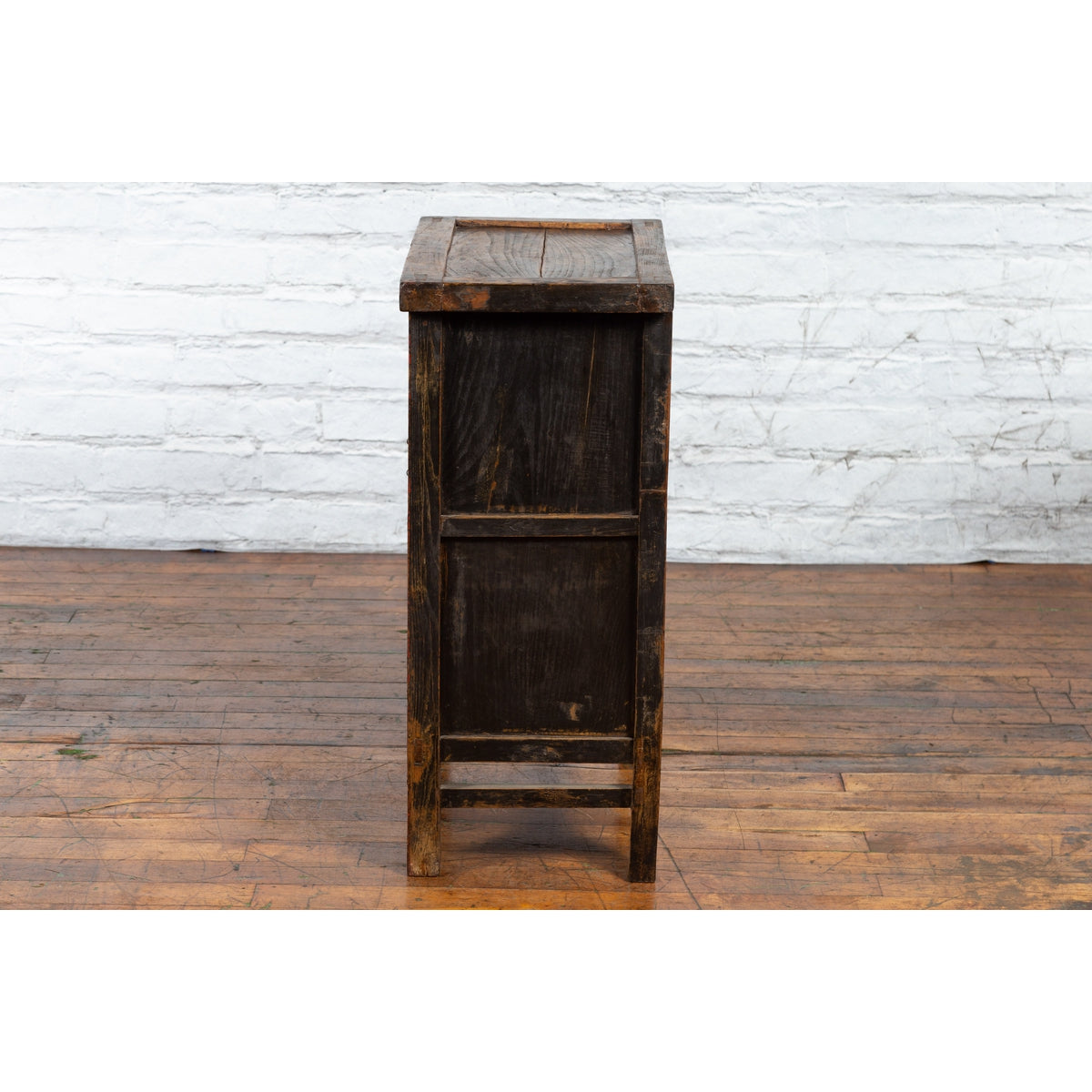 Chinese Qing Dynasty 19th Century Side Cabinet with Distressed Black Lacquer-6. Asian & Chinese Furniture, Art, Antiques, Vintage Home Décor for sale at FEA Home