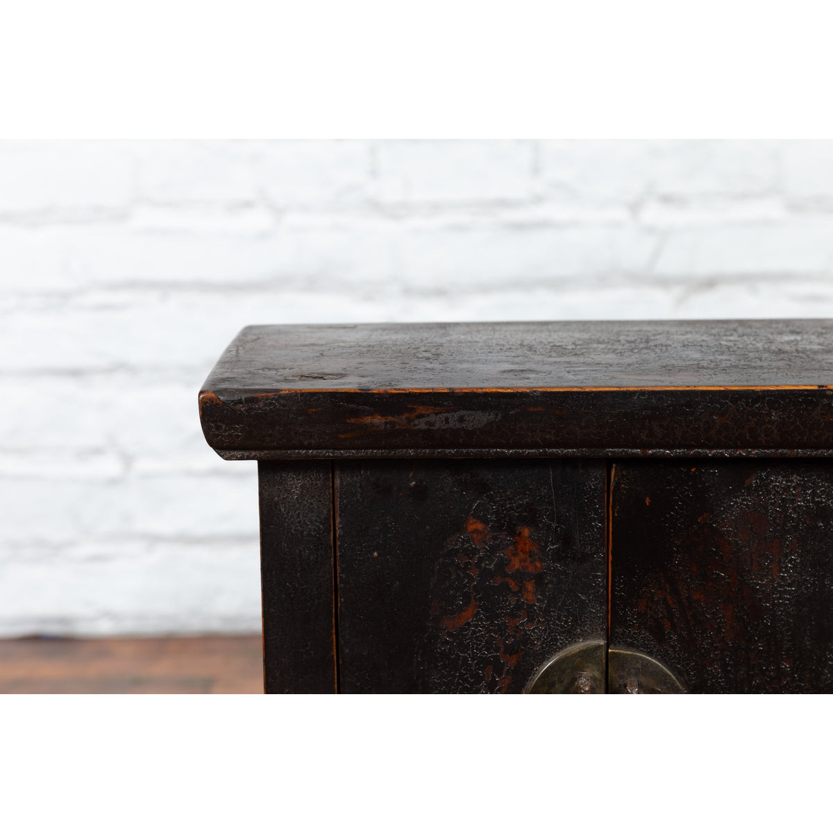 Chinese Qing Dynasty 19th Century Side Cabinet with Distressed Black Lacquer-7. Asian & Chinese Furniture, Art, Antiques, Vintage Home Décor for sale at FEA Home