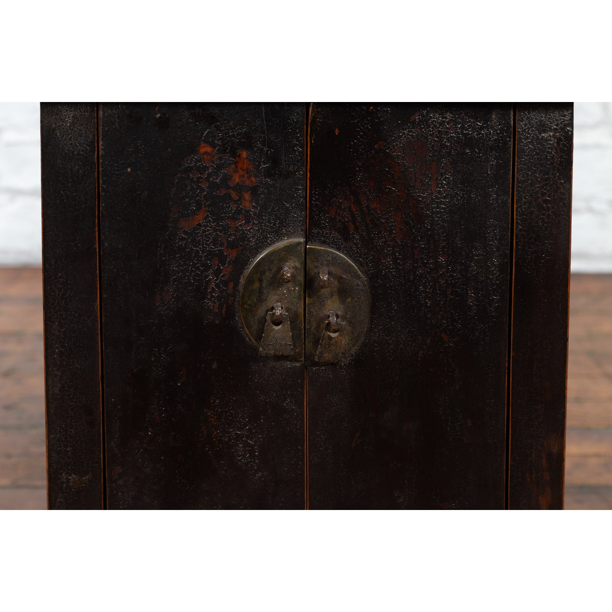 Chinese Qing Dynasty 19th Century Side Cabinet with Distressed Black Lacquer-9. Asian & Chinese Furniture, Art, Antiques, Vintage Home Décor for sale at FEA Home