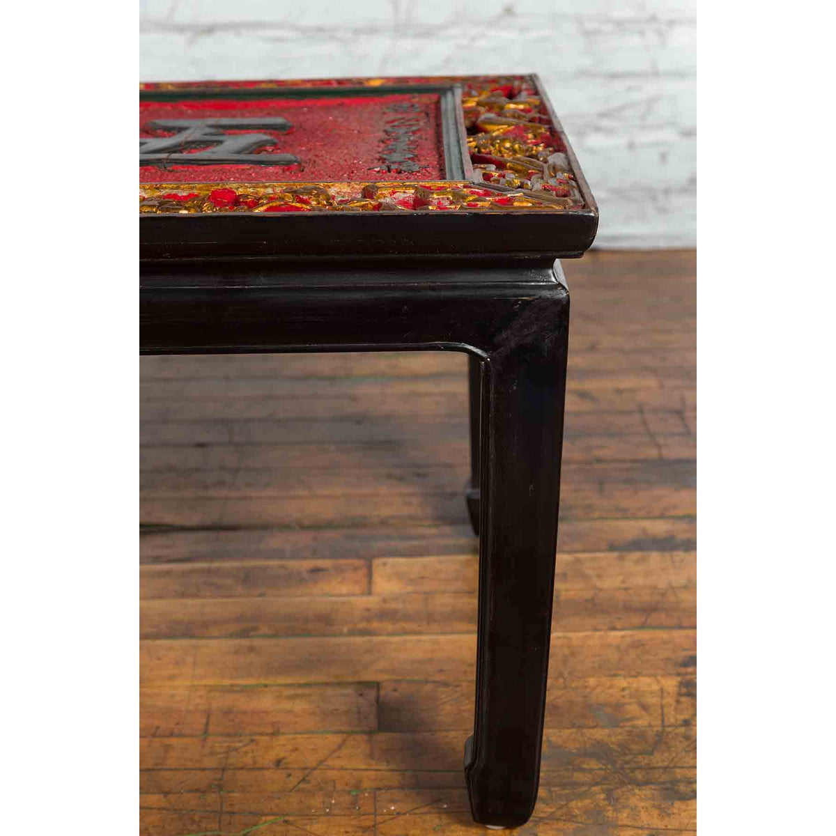 Antique Chinese Shop Sign with Calligraphy Made into a Black Coffee Table-8. Asian & Chinese Furniture, Art, Antiques, Vintage Home Décor for sale at FEA Home
