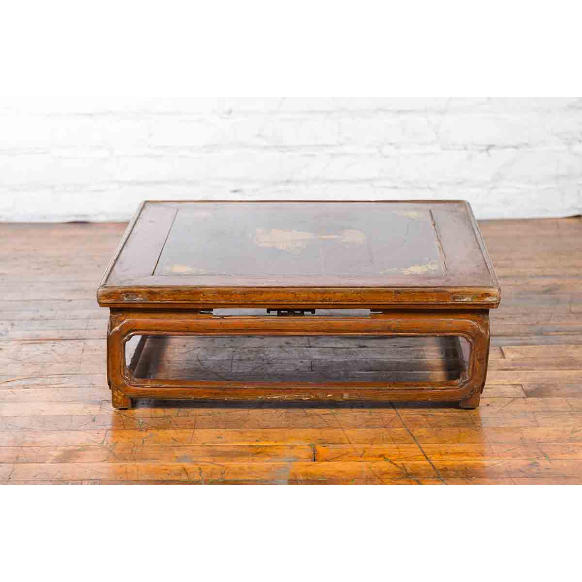 Qing Dynasty 19th Century Chinese Low Kang Coffee Table with Painted Décor-3. Asian & Chinese Furniture, Art, Antiques, Vintage Home Décor for sale at FEA Home