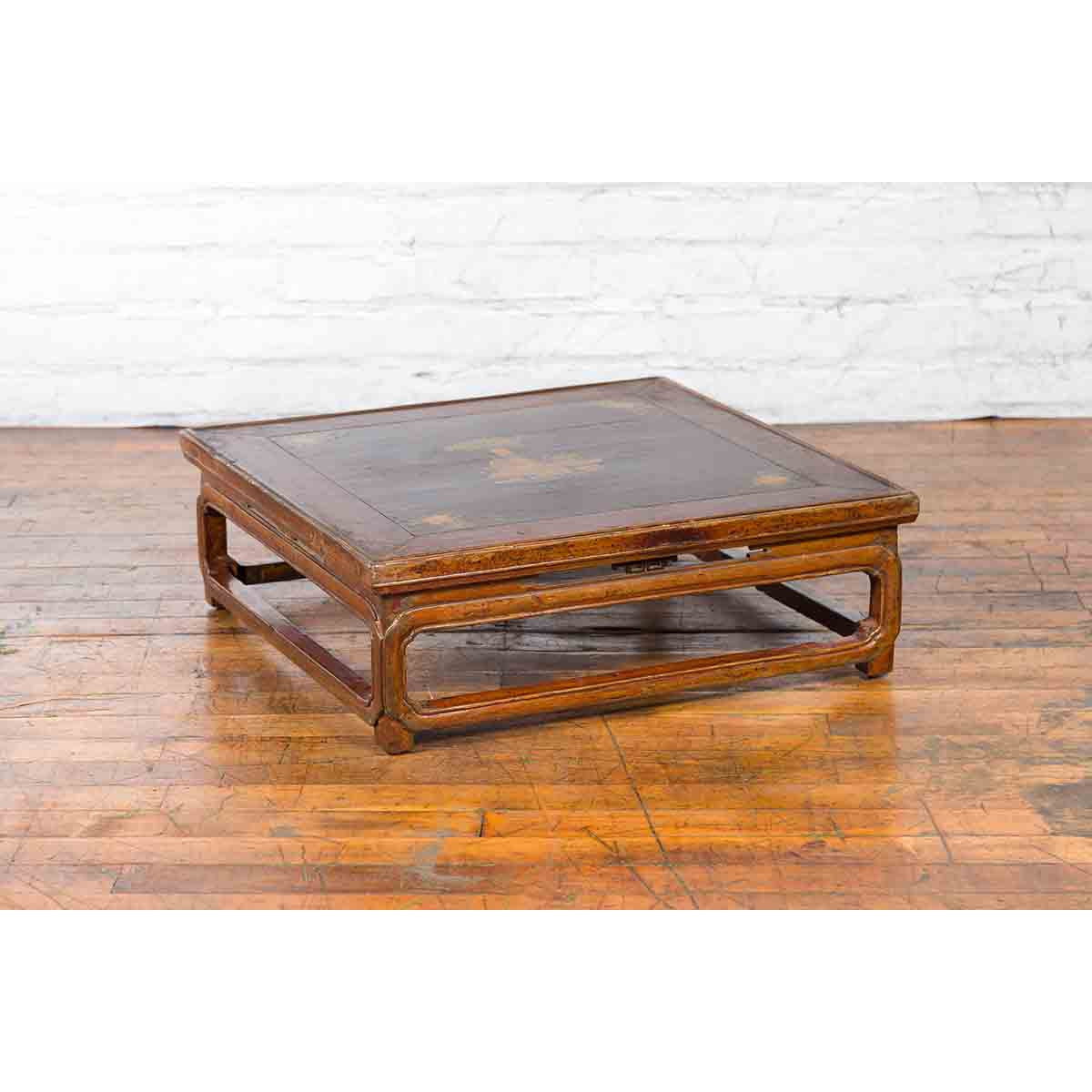 Qing Dynasty 19th Century Chinese Low Kang Coffee Table with Painted Décor-9. Asian & Chinese Furniture, Art, Antiques, Vintage Home Décor for sale at FEA Home