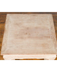 Vintage Thai Whitewashed Low Drinks Table with Carved Apron and Chow Legs-10. Asian & Chinese Furniture, Art, Antiques, Vintage Home Décor for sale at FEA Home