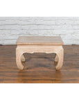 Vintage Thai Whitewashed Low Drinks Table with Carved Apron and Chow Legs-3. Asian & Chinese Furniture, Art, Antiques, Vintage Home Décor for sale at FEA Home