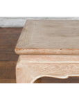 Vintage Thai Whitewashed Low Drinks Table with Carved Apron and Chow Legs-6. Asian & Chinese Furniture, Art, Antiques, Vintage Home Décor for sale at FEA Home