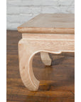 Vintage Thai Whitewashed Low Drinks Table with Carved Apron and Chow Legs-8. Asian & Chinese Furniture, Art, Antiques, Vintage Home Décor for sale at FEA Home