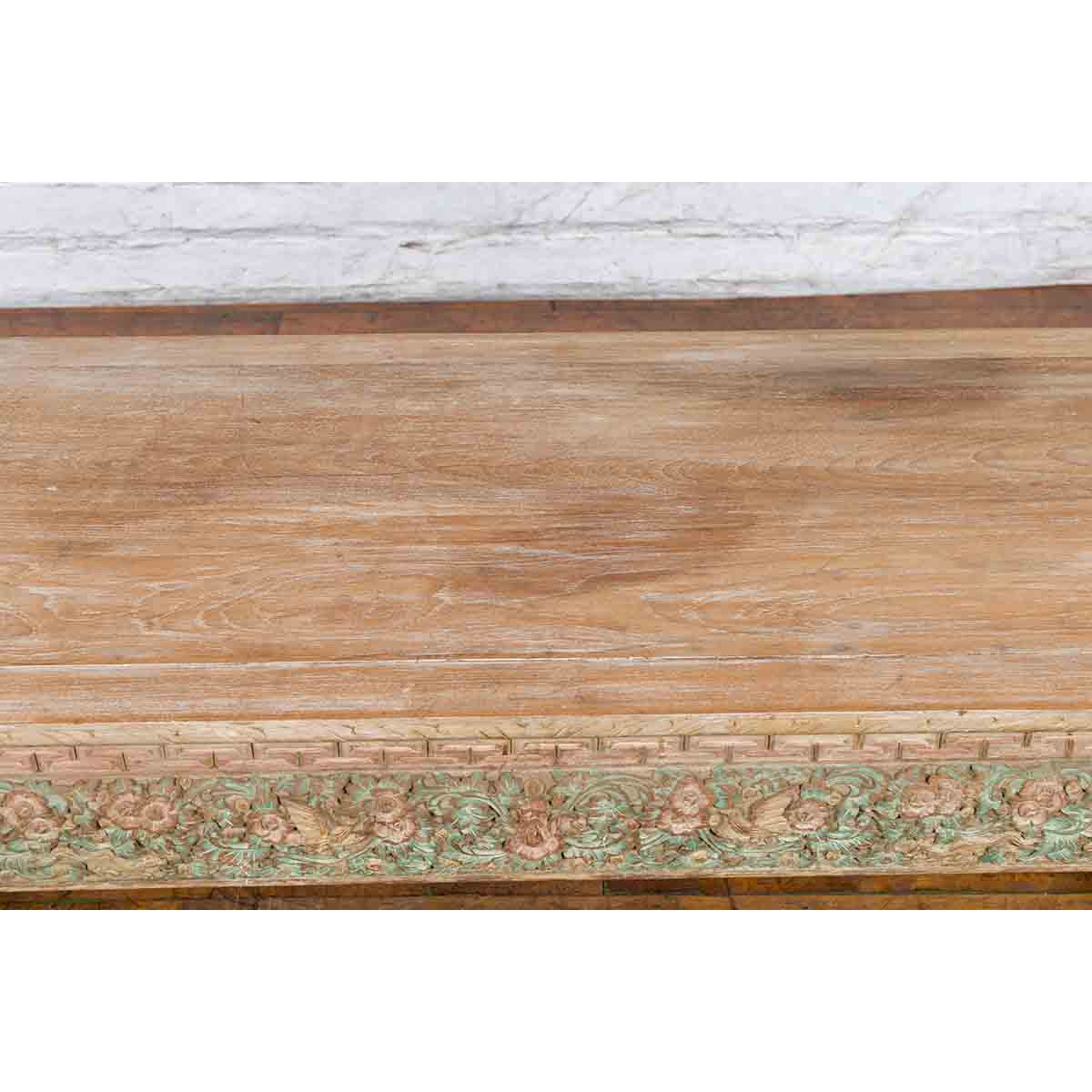 Contemporary Teak Wood Coffee Table with Painted Floral Design-17. Asian & Chinese Furniture, Art, Antiques, Vintage Home Décor for sale at FEA Home