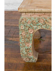 Contemporary Teak Wood Coffee Table with Painted Floral Design-9. Asian & Chinese Furniture, Art, Antiques, Vintage Home Décor for sale at FEA Home