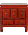 Chinese Qing Dynasty 19th Century Red Lacquer Side Chest with Five Drawers-1. Asian & Chinese Furniture, Art, Antiques, Vintage Home Décor for sale at FEA Home