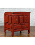 Chinese Qing Dynasty 19th Century Red Lacquer Side Chest with Five Drawers-12. Asian & Chinese Furniture, Art, Antiques, Vintage Home Décor for sale at FEA Home