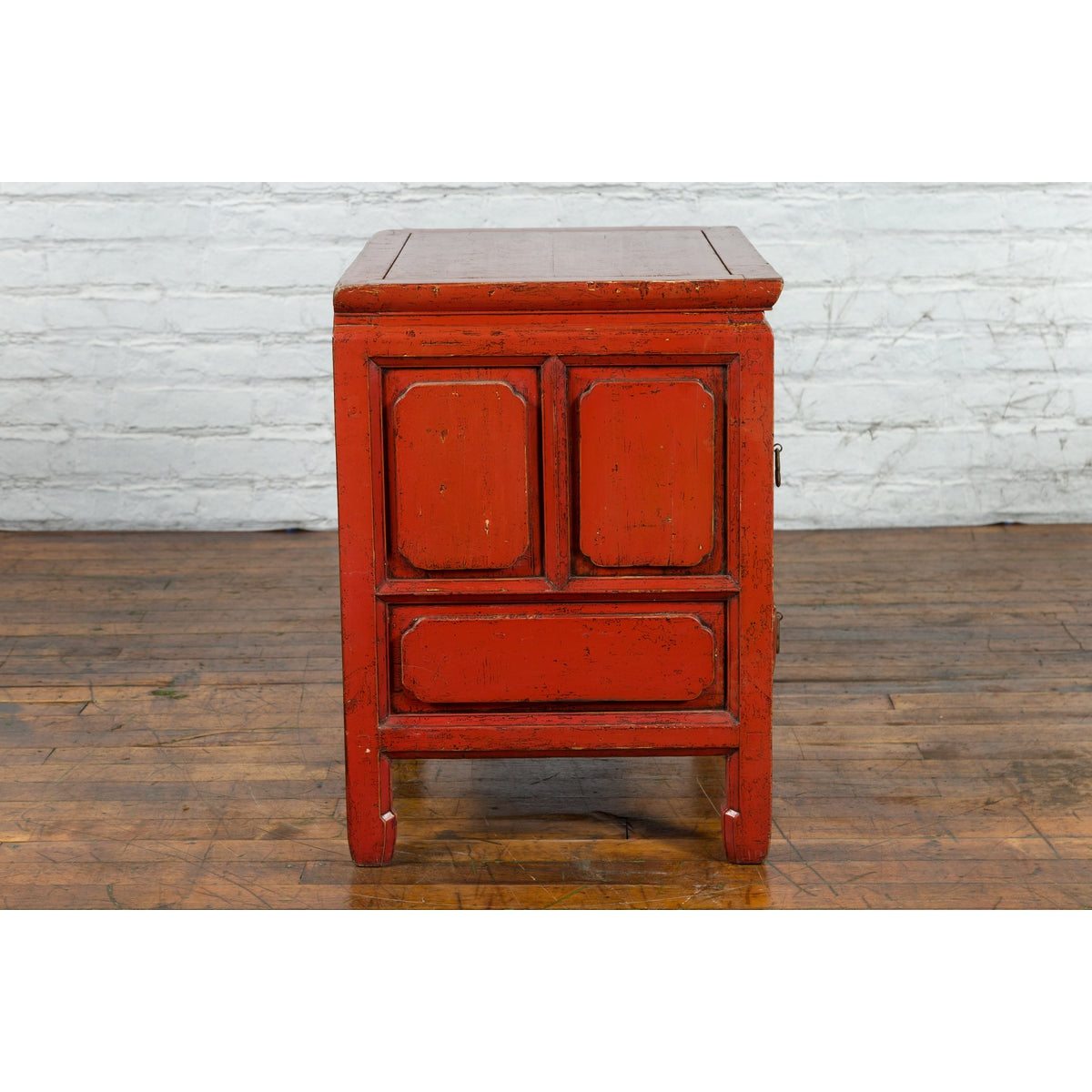 Chinese Qing Dynasty 19th Century Red Lacquer Side Chest with Five Drawers-14. Asian & Chinese Furniture, Art, Antiques, Vintage Home Décor for sale at FEA Home