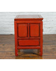 Chinese Qing Dynasty 19th Century Red Lacquer Side Chest with Five Drawers-14. Asian & Chinese Furniture, Art, Antiques, Vintage Home Décor for sale at FEA Home