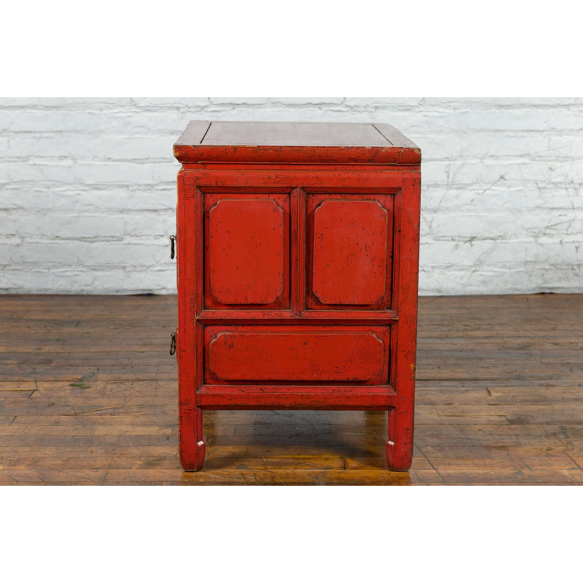 Chinese Qing Dynasty 19th Century Red Lacquer Side Chest with Five Drawers-16. Asian & Chinese Furniture, Art, Antiques, Vintage Home Décor for sale at FEA Home